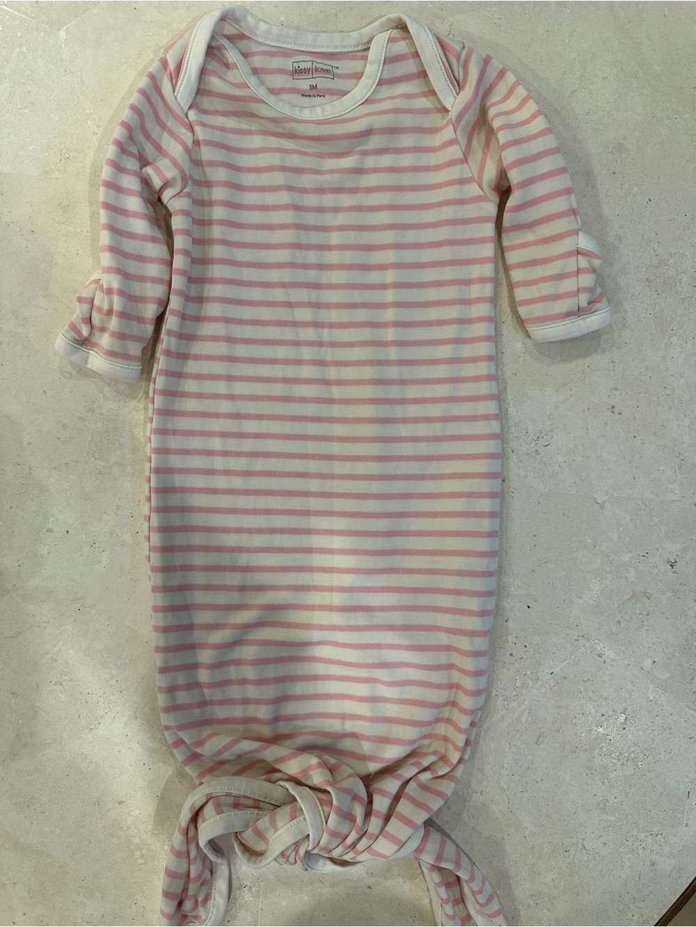 Kissy love Pink and White Striped Knotted Sleep Gown